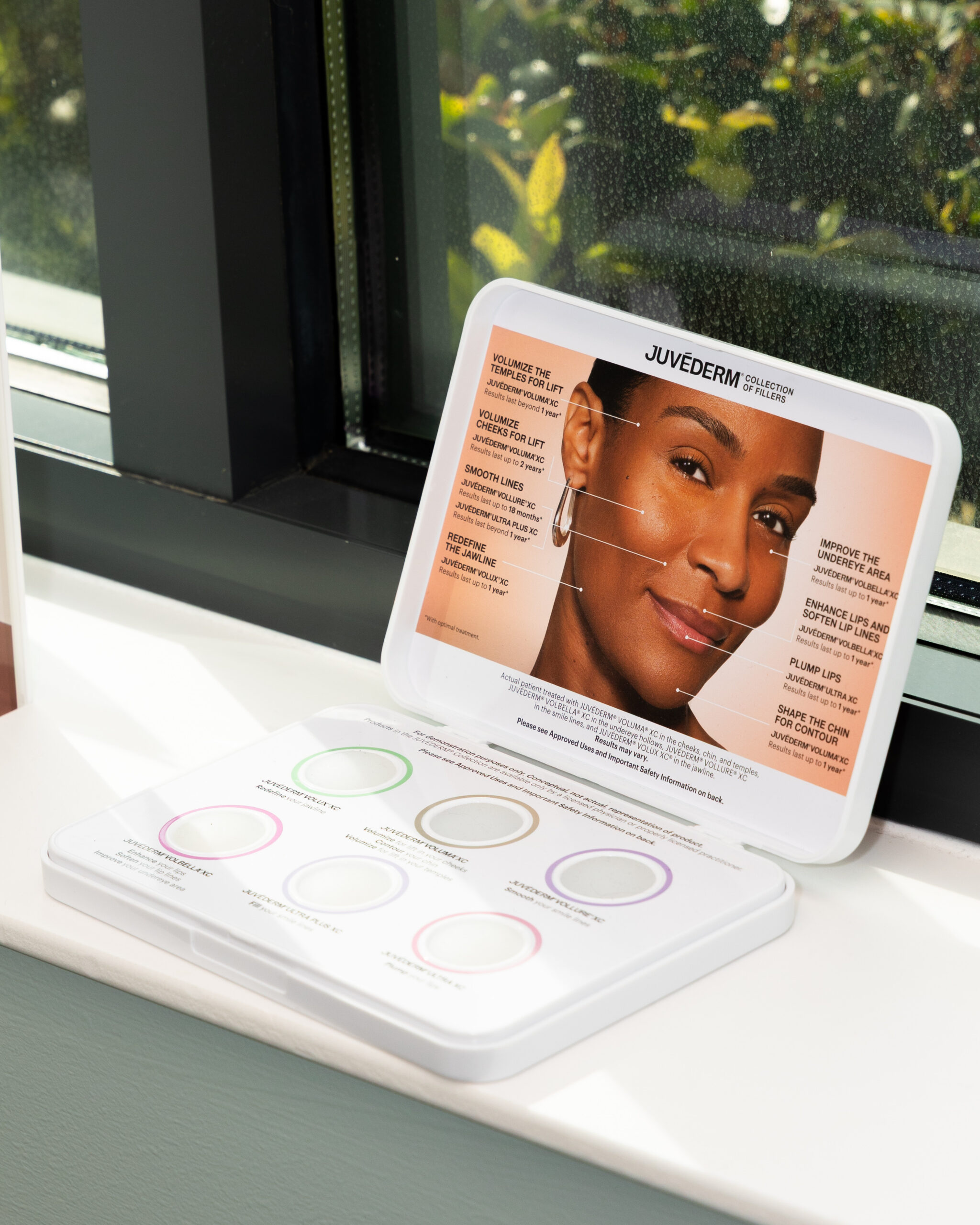 Dermal fillers display at SHINE in Alpharetta showcases Juvéderm, one of the many options for cosmetic injectables.